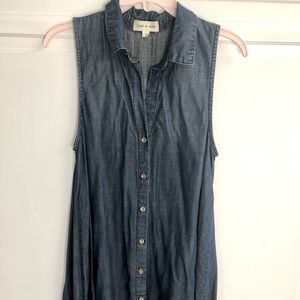 Denim Sleeveless Collard Dress